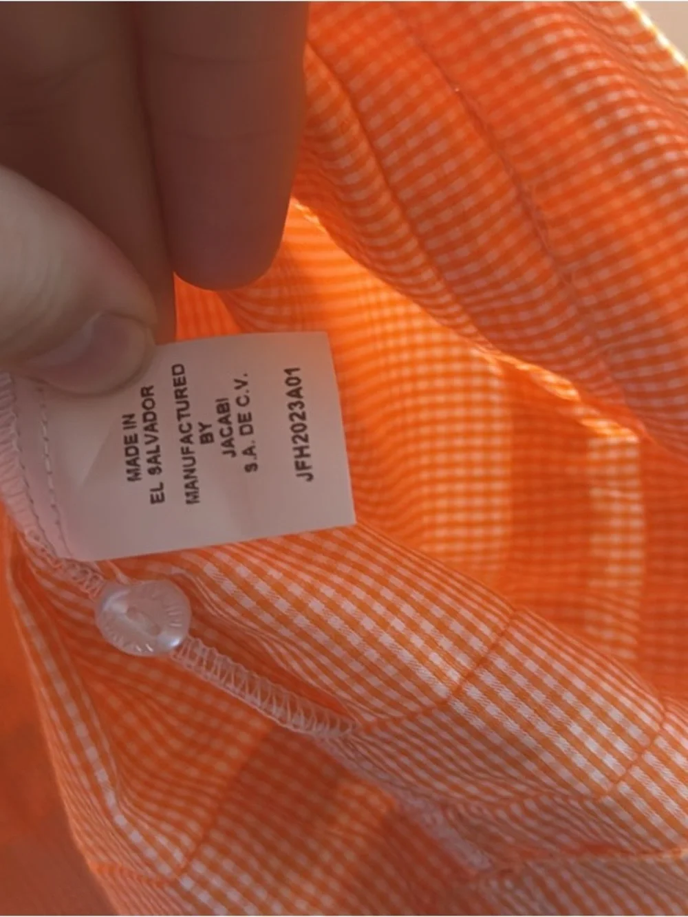 Girls Orange Gingham Smocked Dress with White Peter Pan Collar size 5